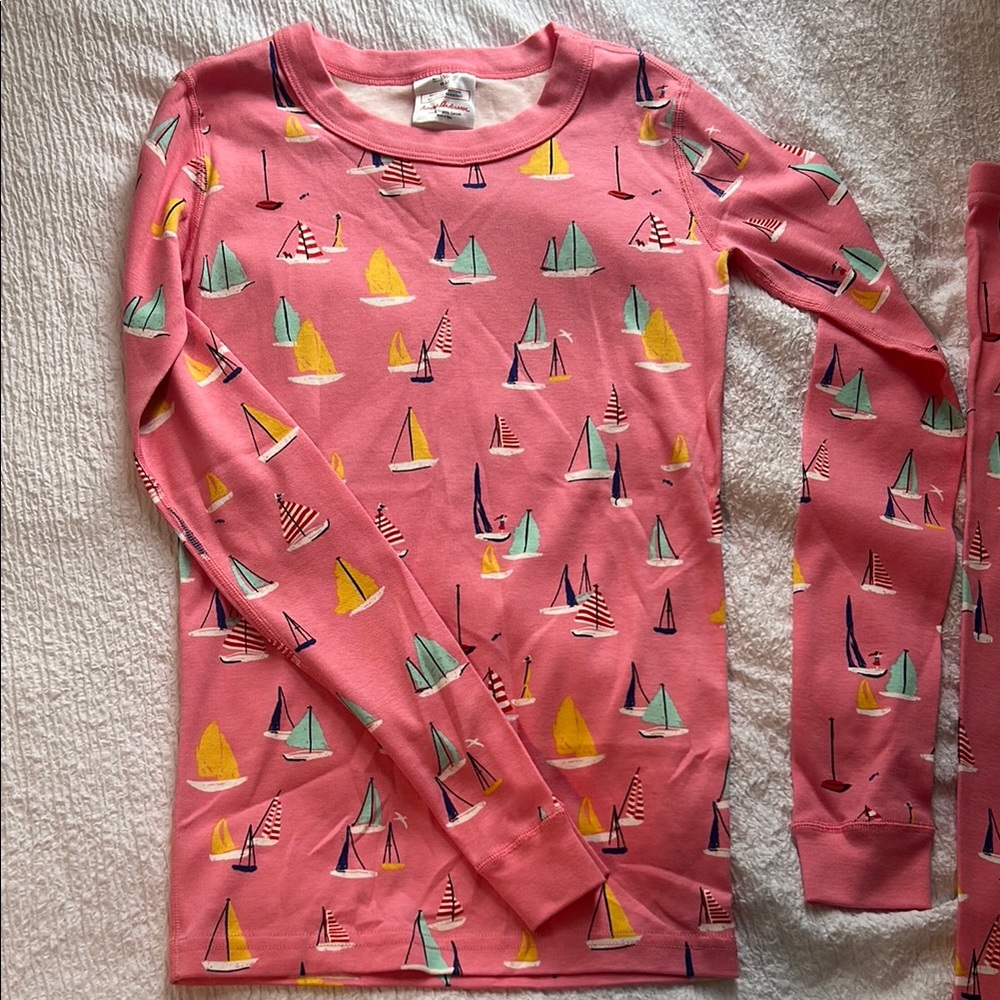 Kids Pink Sailboat Print Pajama Top+ Bottom